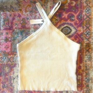 Ivory T.La criss-cross halter tank.